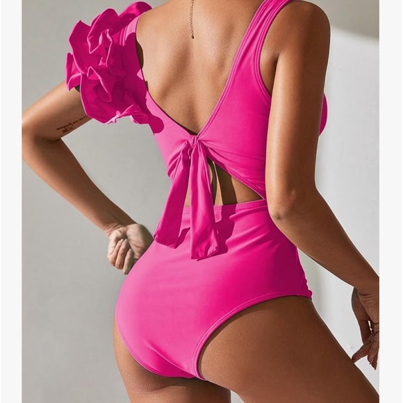 SPORLIKE Women One Piece Swimsuit Twist Front Flounce Bathing Suit Padded - Picture 3 of 4